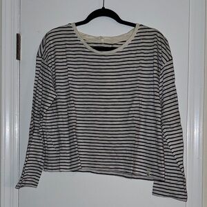 Lou & Grey Black and White Striped Long Sleeve Top